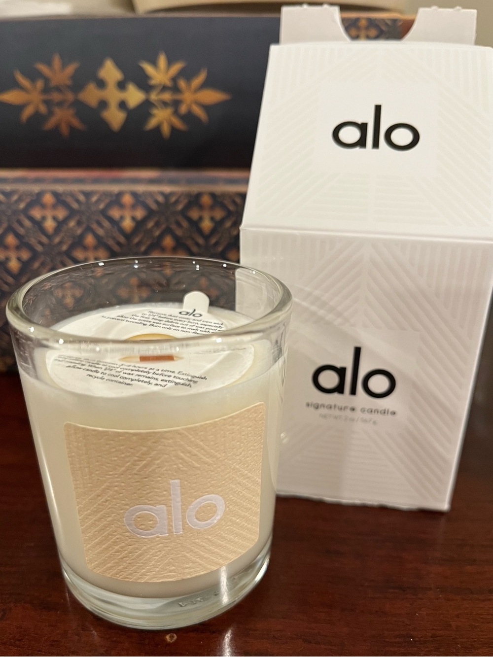 ALO Yoga White & Beige Signature Candle